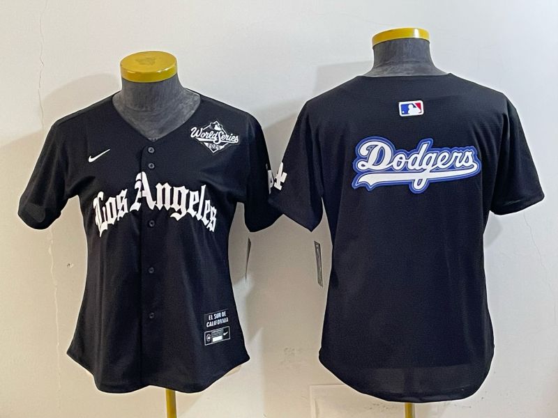 Women 2026 Los Angeles Dodgers Blank Black Game Nike MLB Jersey style 0020->women mlb jersey->Women Jersey